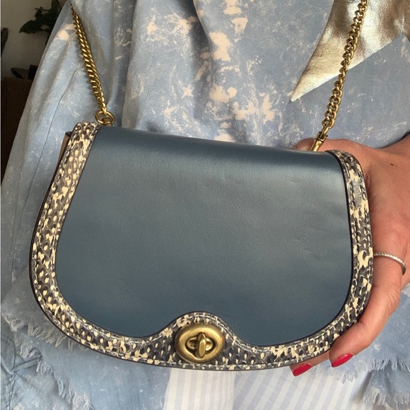 Authentic COACH 1941 turnlock refined calf/genuine snakeskin Flap crosb/Beltbag - Picture 9 of 16